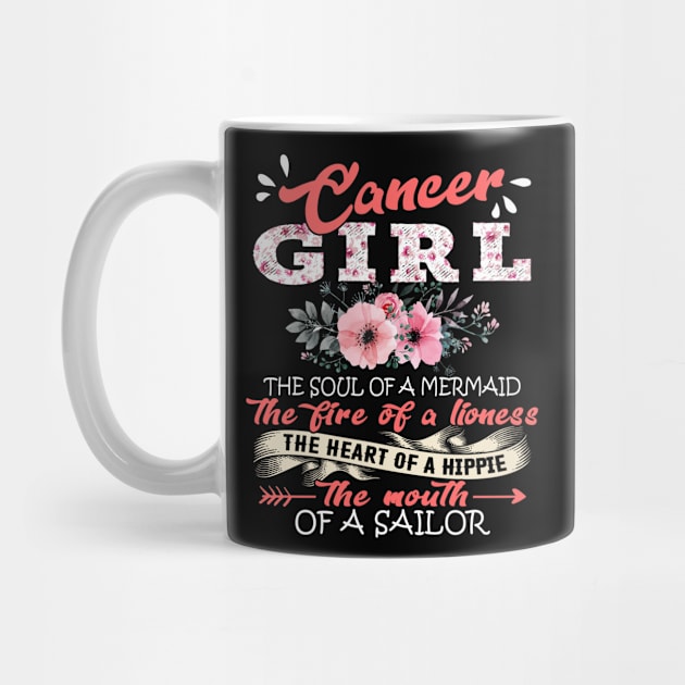 Cancer Girl The Soul Of A Mermaid Floral Yoga Cancer Girl Birthday Gift by Tilida2012